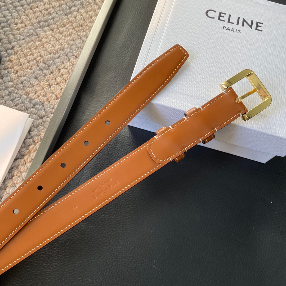 BELT 25MM IN BROWN REVERSIBLE ITALIAN CALFSKIN WITH  GOLD BRASS BUCKLE