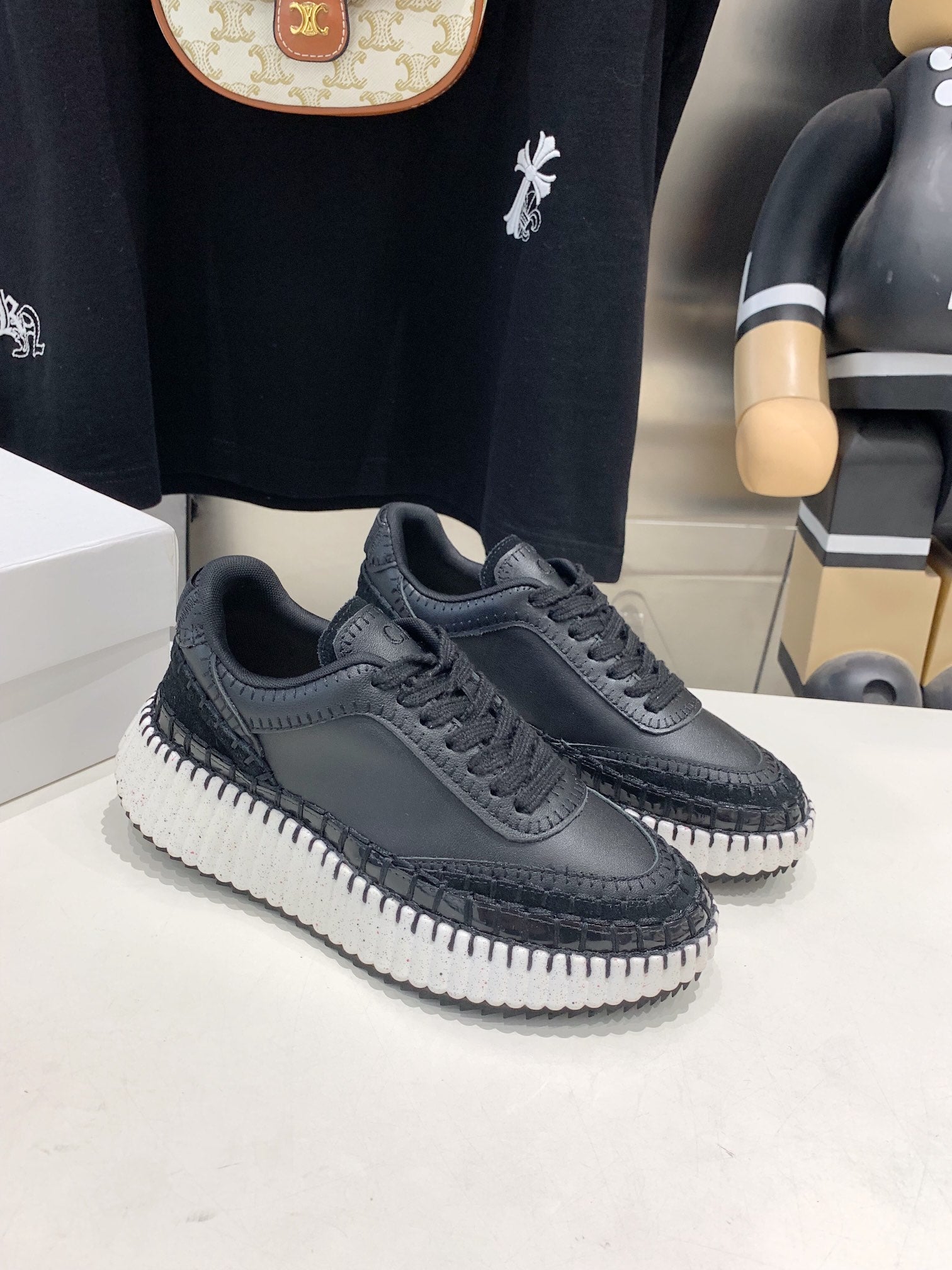 NAMA SNEAKER 5 CM IN BLACK CALFSKIN