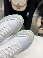 NAMA SNEAKER 5 CM IN WHITE MIX GREEN CALFSKIN