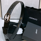 CC 30MM BELT IN BLACK EMBROIDERED CALFSKIN WHITE MIX BLACK METAL HARDWARE