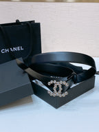 CC BELT 30 MM IN BLACK CALFSKIN PEARL LOGO