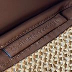 FENDI BAGUETTE 27 BAG IN BEIGE RAFFIA AND BROWN CALFSKIN WITH GOLD HARDWARE