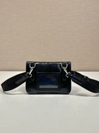 Prada 2026 Smartphone Case 18cm Black Glossy Leather