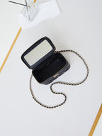 CHANEL 25S MINI VANITY BAG 16 CM IN BLACK LAMBSKIN WITH CRYSTAL-EMBELLISHED CC LOGO