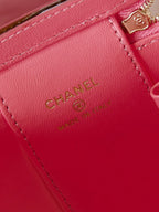 CHANEL 25S MINI VANITY BAG 11 CM IN PEACH PINK LAMBSKIN WITH CRYSTAL-EMBELLISHED CC LOGO