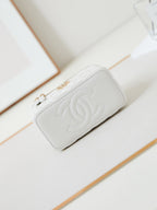 CHANEL 25S MINI VANITY BAG 16 CM IN WHITE LAMBSKIN WITH CRYSTAL-EMBELLISHED CC LOGO