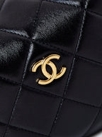 HOBO BAG 18 IN BLACK SOFT LAMBSKIN GOLD CHAIN