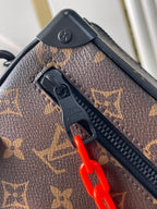 MINI SOFT TRUNK 18 IN BROWN MONOGRAM CANVAS RED ORANGE CHAIN