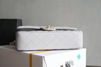 CHANEL 25S FLAP BAG 25.5 CM IN LIGHT GREY LAMBSKIN