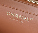 CHANEL 25S FLAP BAG 18 CM IN LIGHT BROWN LAMBSKIN WITH GOLD HARDWARE