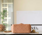 CHANEL 25S FLAP BAG 18 CM IN LIGHT BROWN LAMBSKIN WITH GOLD HARDWARE