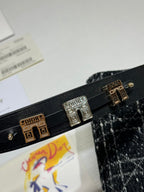 CD Lady Bag 20cm Black Lambskin Black White Canvas
