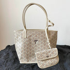 ANJOU MINI BAG 20 IN BEIGE GOYARDINE CANVAS AND CALFSKIN