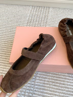 MARY JANE FLATS IN CHOCOLATE SUEDE