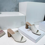 ICON HEELED SLIDE WHITE CALFSKIN 95 MM