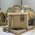 CD Lady 24 Camel Cowhide And Fur Gold Hardware