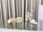 DWAY HIGH HEEL EMBROIDERED SANDAL WHITE CALFSKIN 95 MM