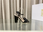 DWAY HIGH HEEL EMBROIDERED SANDAL BLACK CALFSKIN 95 MM