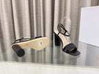 DWAY HIGH HEEL EMBROIDERED SANDAL BLACK CALFSKIN 95 MM