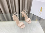 DWAY HIGH HEEL EMBROIDERED SANDAL LIGHT PINK CALFSKIN 75 MM