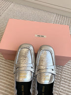 NAPPA LOAFERS IN SILVER METALLIC LAMBSKIN