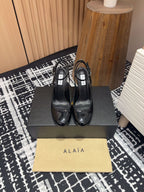 SLINGBACK HEEL 10 CM IN BLACK PATENT CALFSKIN