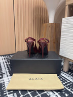 SLINGBACK HEEL 10 CM IN BERRY RED PATENT CALFSKIN
