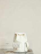 CC Drawstring Backpack 24.3cm White Lambskin