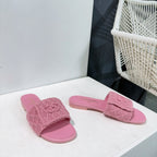 KNIT TAFFY PINK FABRIC FLAT SLIDE