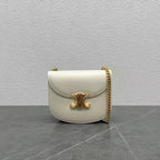 Celine Chain Besace Clea Bag Triomphe White Calfskin GHW