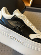BLOCK SNEAKER WITH TRIOMPHE IN WHITE MIX BLACK CALFSKIN