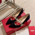 EFFLORESCENCE MARY JANE PUMPS IN BLACK SILK