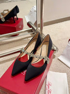 EFFLORESCENCE MARY JANE PUMPS IN BLACK SILK