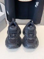 DAD SHOES IN BLACK MESH AND CALFSKIN
