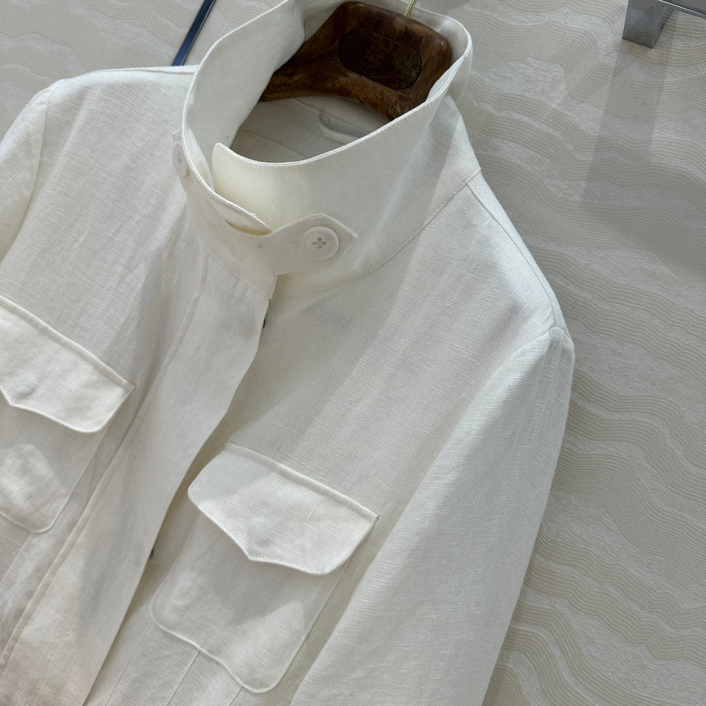 LP CLASSIC STAND-COLLAR LINEN JACKET 265165