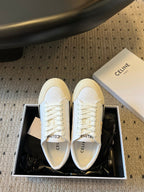 TRAINER LOW LACE-UP SNEAKER IN WHITE MIX BEIGE CANVAS