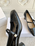 PEARL JOLIE MARY JANE PUMPS IN BLACK CALFSKIN