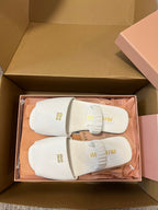 RUCHES SANDALS IN WHITE LAMBSKIN