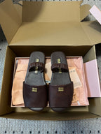 RUCHES SANDALS IN DARK BROWN LAMBSKIN