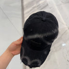 MM BASEBALL CAP IN BLACK DISTRESSED FABRIC STYLE 4