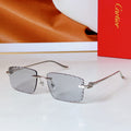 PANTHÈRE RIMLESS RECTANGULAR FRAME SUNGLASSES CT0682S IN METAL