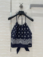 MIUMIU MIDNIGHT BLUE STRAPPY BACK TOP