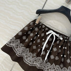 MIUMIU EARTH BROWN PLEATED MIDI SKIRT