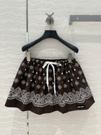 MIUMIU EARTH BROWN PLEATED MIDI SKIRT