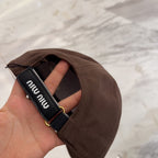 MM BASEBALL CAP IN DARK BROWN FABRIC EMBROIDERED LOGO STYLE 7