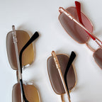 DAMIER PLAQUE RECTANGULAR FRAME SUNGLASSES MOD X15S IN METAL