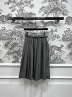 MIU 25S PLEASED SKIRT GREY IN NYLON 263129