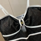 CC BIKINI SWIMSUIT SET IN BLACK AND WHITE TRIM 594785