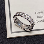 CC  RING LETTER DOUBLE C IN SILVER DIAMOND BLACK EMBOSSED LOGO