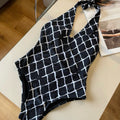CC BIKINI SWIMSUIT SET IN WHITE CHECKERED PRINT ON BLACK BACKGROUND 624545